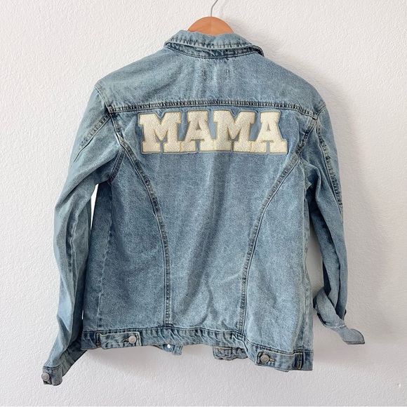 First Kick Jackets & Blazers - First Kick Mama Chenille Patch Denim Jacket Sz S